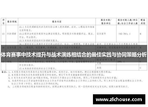体育赛事中技术提升与战术演练相结合的最佳实践与协同策略分析